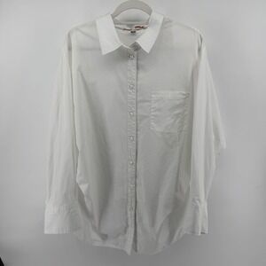 Free People Women's XL Top Parchment White Oversized Cotton Button Down NEW